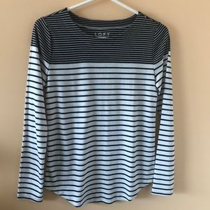 Loft blue/ white stripes long sleeves top